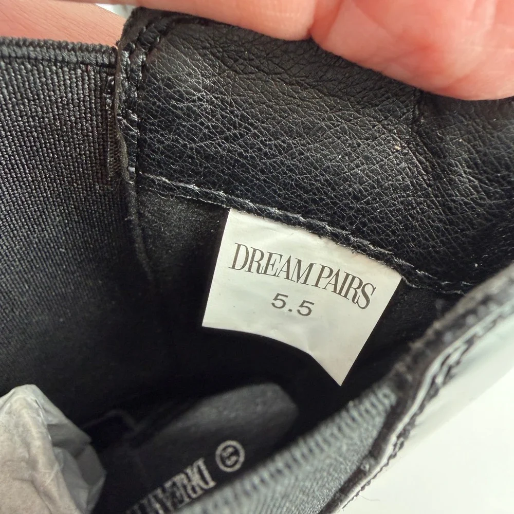 Dream Pairs Womens Black Patent Chunky Platform Chelsea Lug Sole Boots Size‎ 5.5